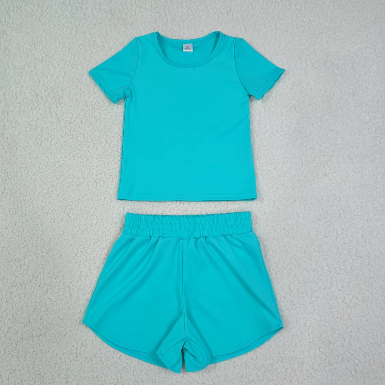 Toddler Girls mint green Casual Two Piece Set, Top & Elastic Waist Shorts for Summer