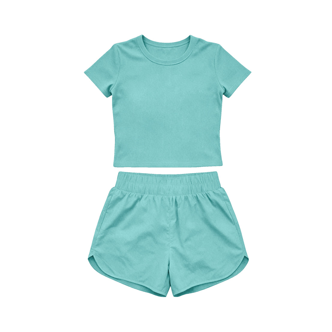 4.15 Toddler Girls mint green Casual Two Piece Set, Top & Elastic Waist Shorts for Summer Preorder