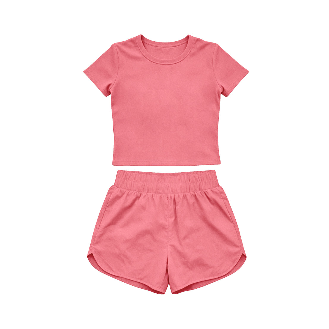 4.15 Toddler Girls Coral Casual Two Piece Set, Top & Elastic Waist Shorts for Summer Preorder(副本)