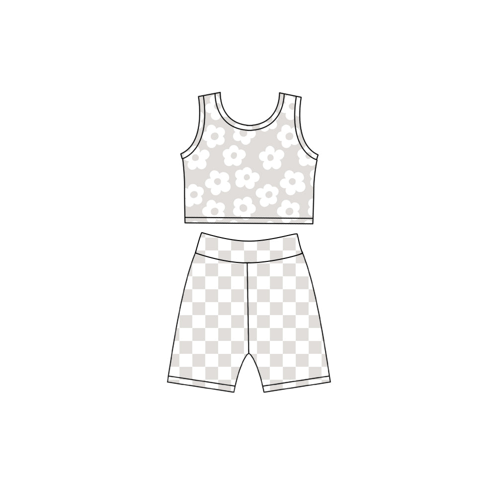 4.23 Kids Girls Daisy Tank with Checker Biker Shorts Set Preorder