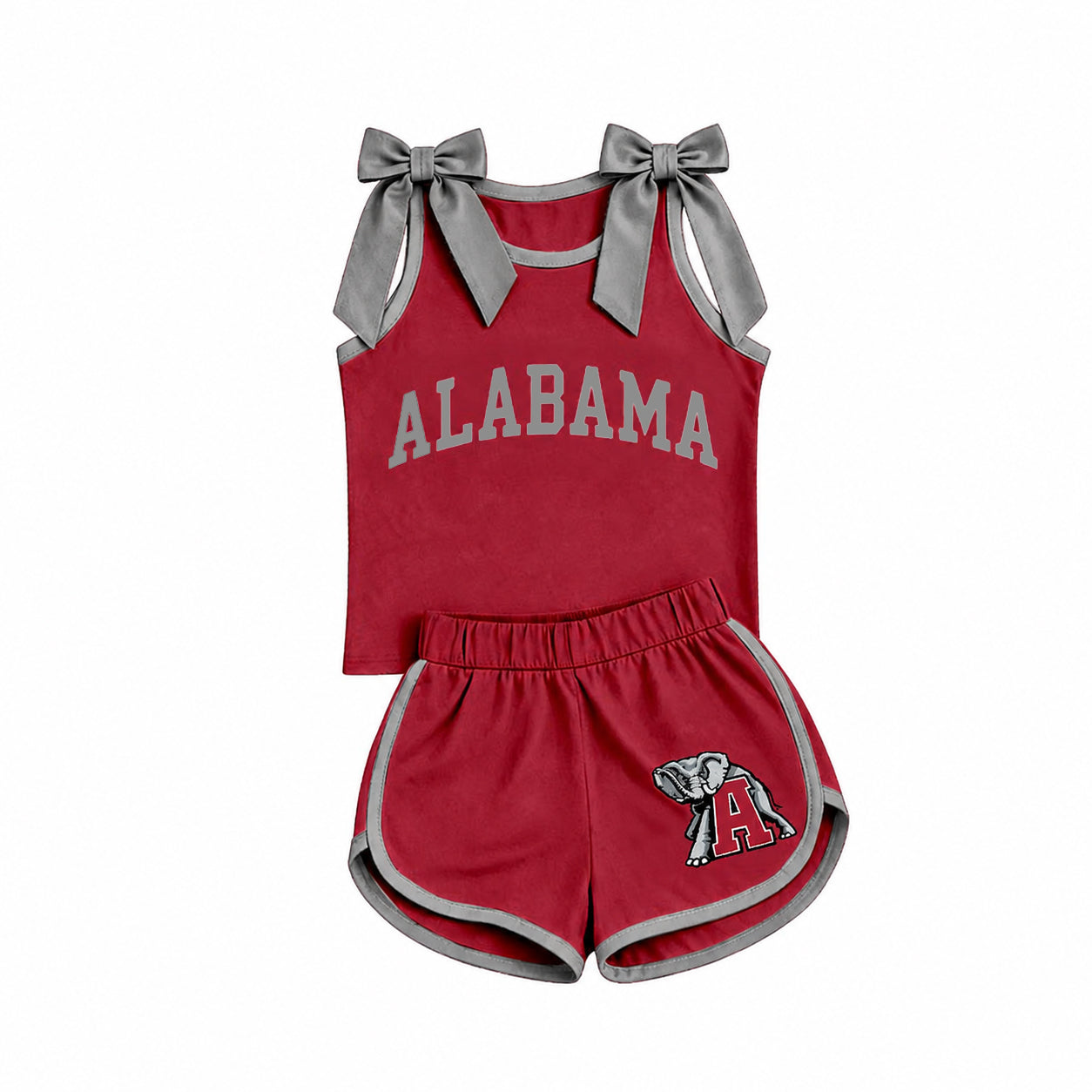 7.4 Preorder Girls Alabama Bow Strap Tank & Contrast Trim Shorts 2 Piece Outfit