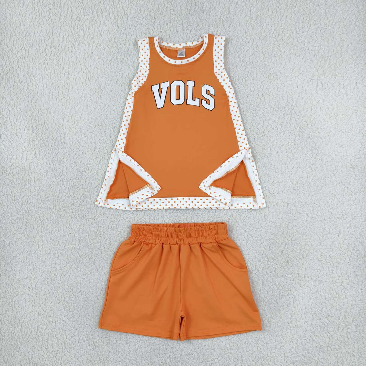 GSSO3852 VOLS Vinyl Teams Tennessee Orange Sleeveless Top Shorts Girls Summer Yoga Clothes Set