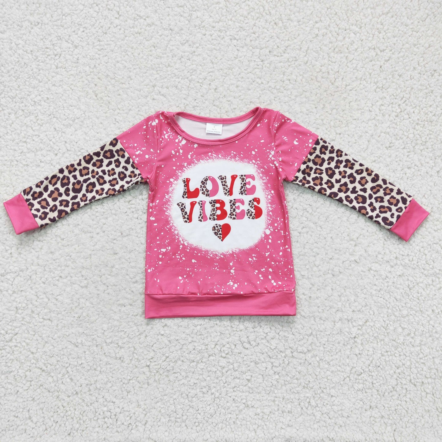 Girls LOVE VIBES leopard print Valentine's Day top GT0071