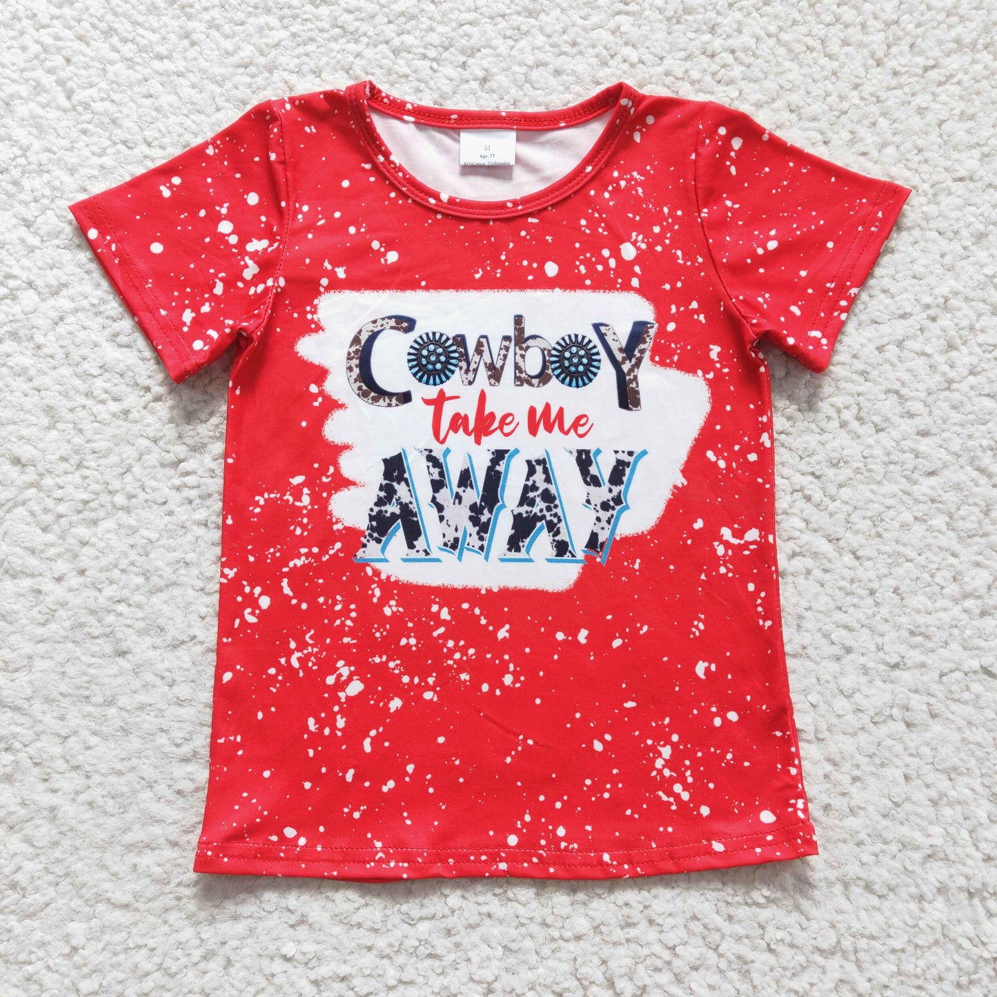 Girls cowboy take me away print top GT0105