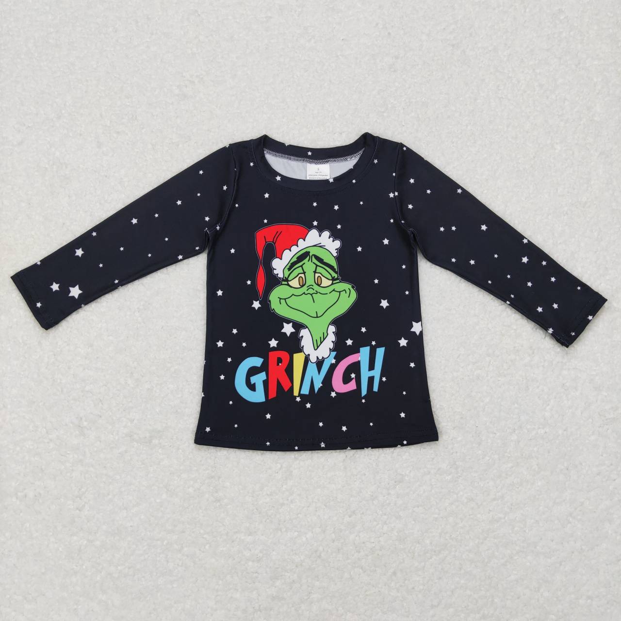 GT0329 Green Frog Stars Print Kids Christmas Tee Shirts Top