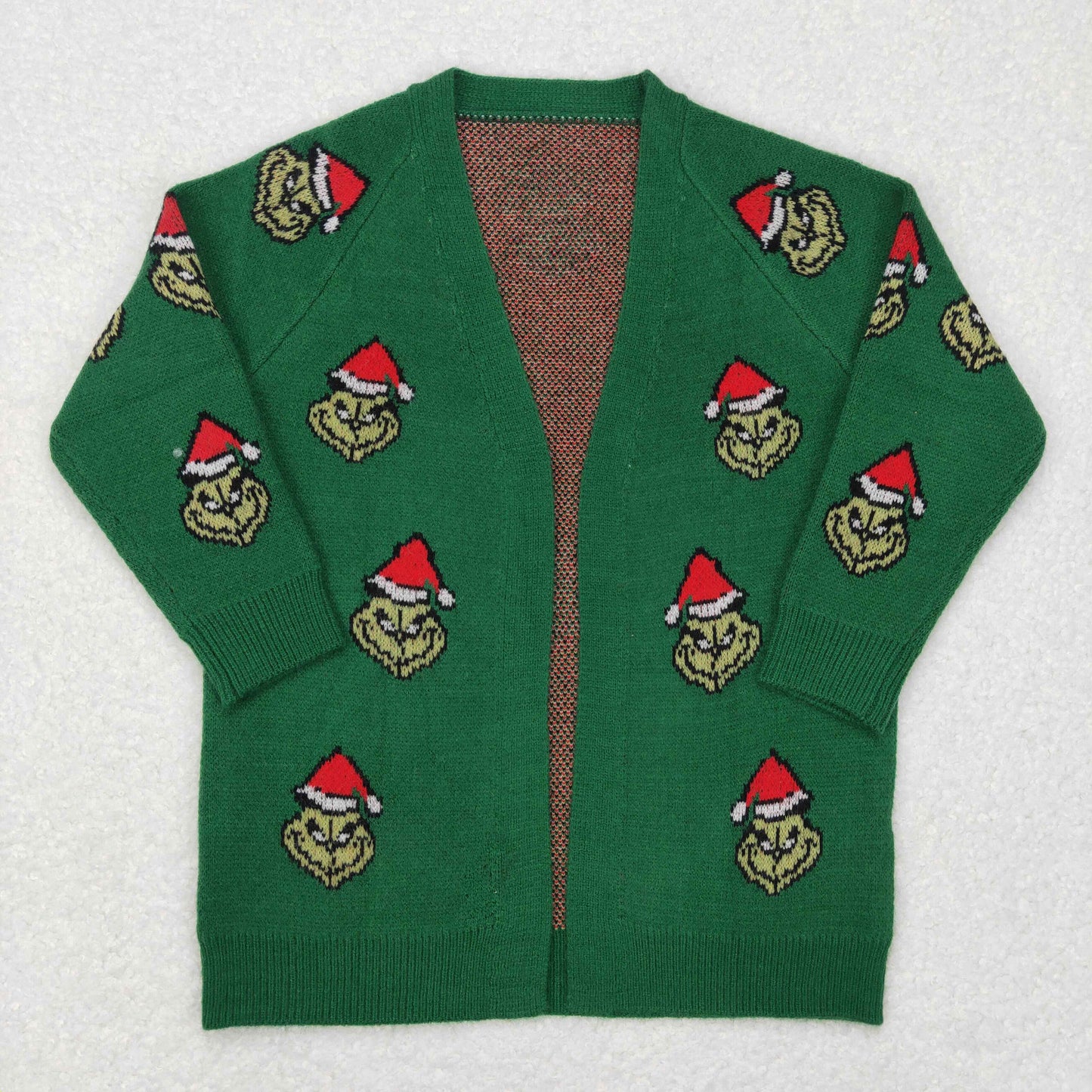 GT0371 Green Frog Girls Christmas Long Sleeve Sweaters Cardigans