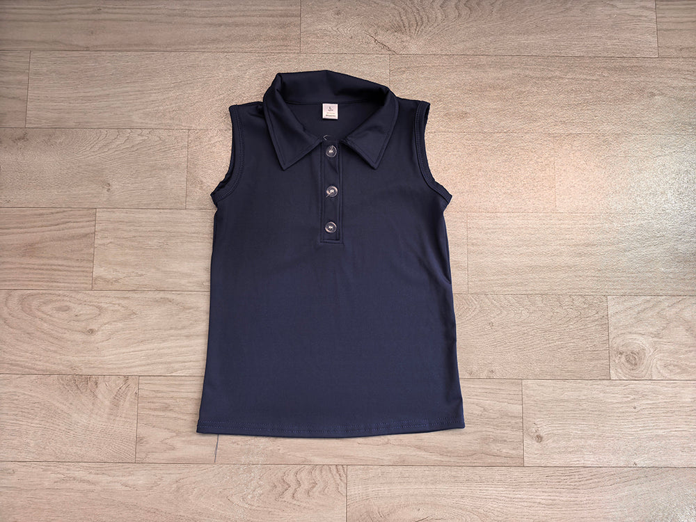 GT1159 Preorder Navy Color Active Girls Sleeveless Polo Yoga Top