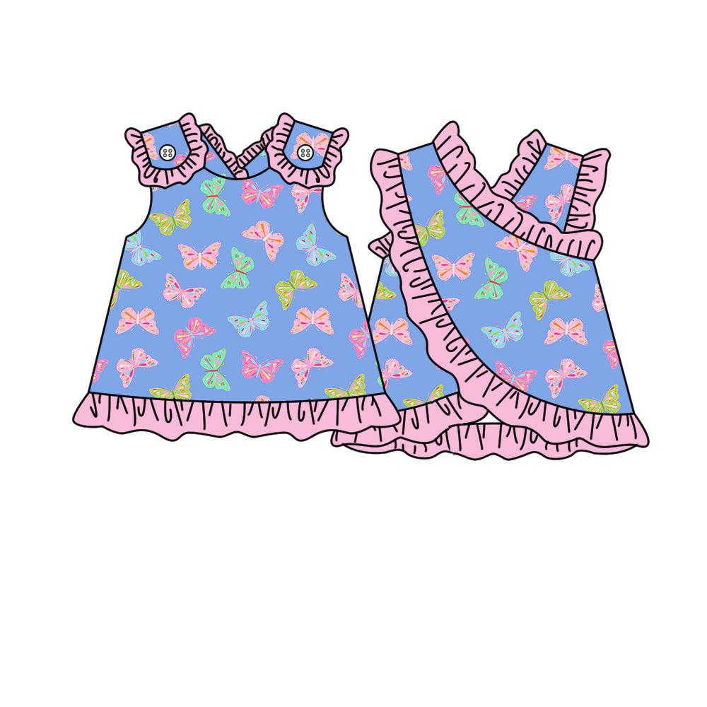 3.28 Colorful Butterfly Ruffle Sleeveless Top for Girls Preorder
