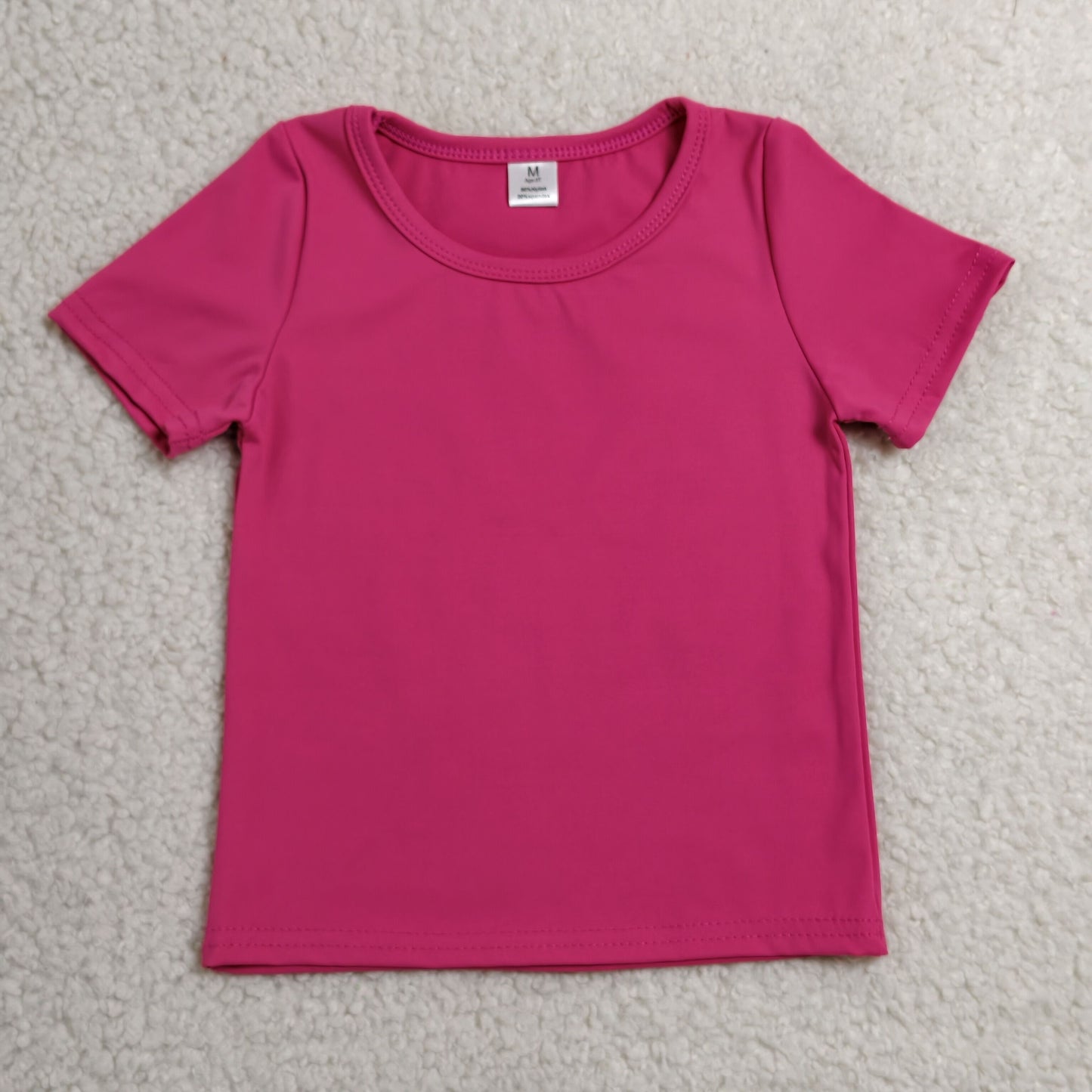 GT1633 Kids Girls Hot Pink Active Short Sleeve Yoga Tee Shirts Top