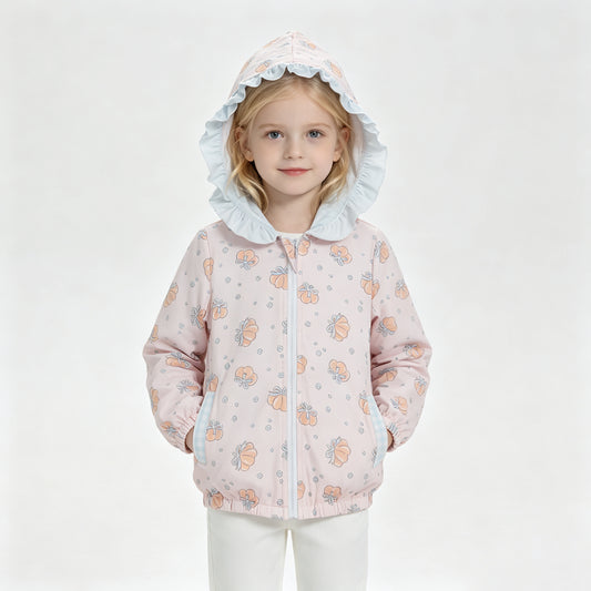 GT1660 Pumpkin Pink Girls Full Zipper Hoodie Jacket Top