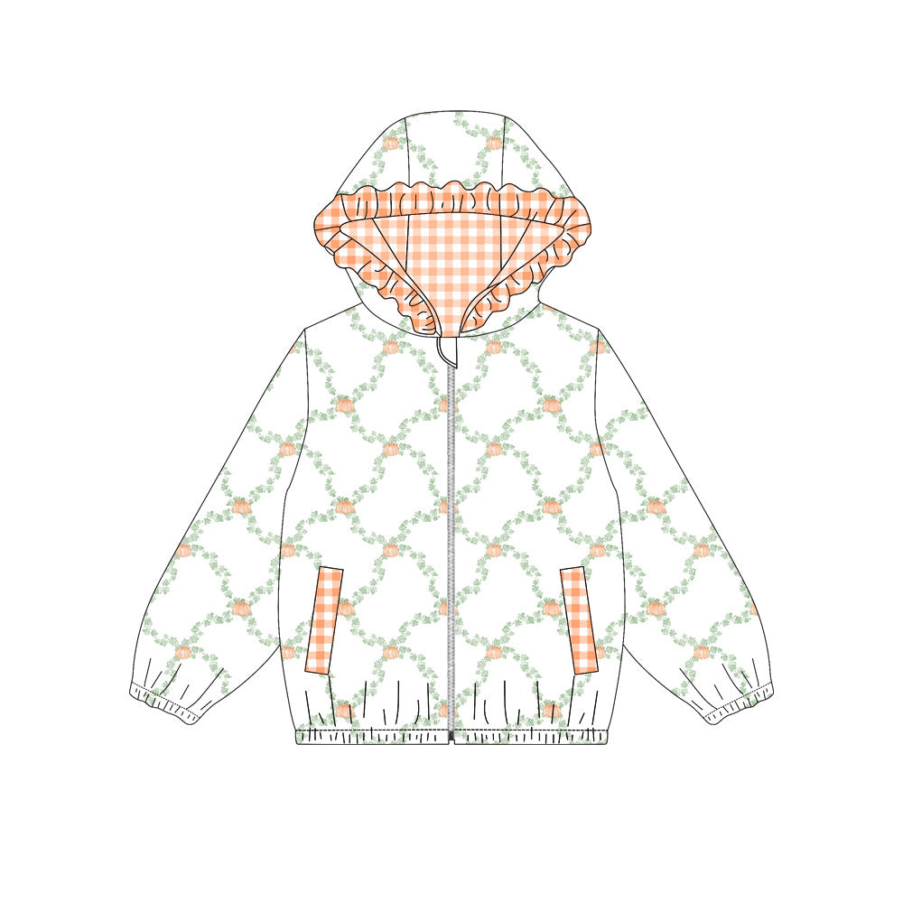 4.22 GT1662 Preorder Pumpkin Girls Full Zipper Hoodie Jacket Top