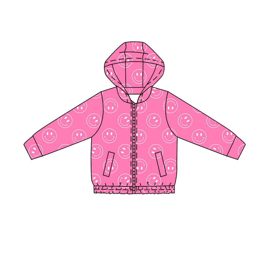 4.23 Kids Girls Pink Smiley Zip Active Hoodie Preorder