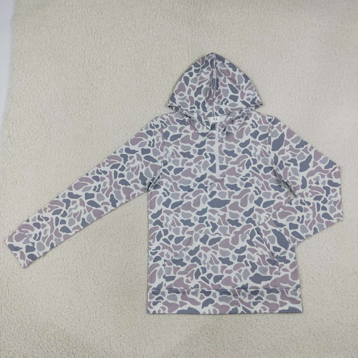 Mommy and Me Baby Girls Grey Camo Long Sleeve Zipper Hoodie Top with Pocket