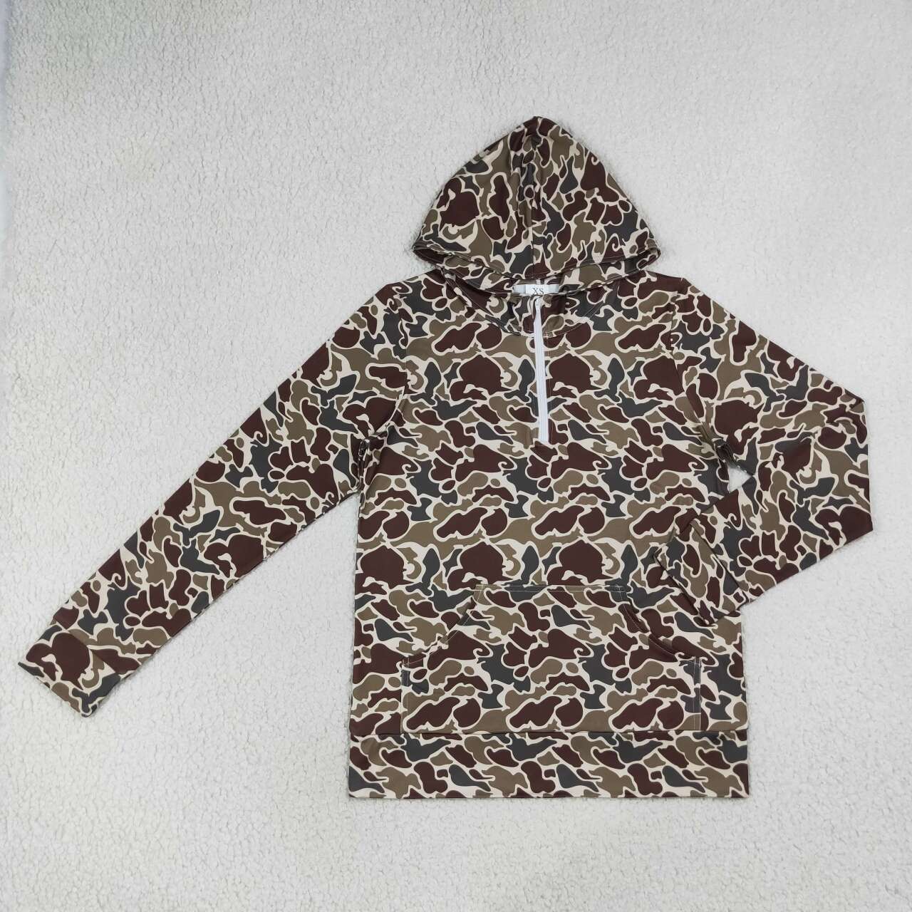 Adult Size Women Hunging Camo Long Sleeve Hoodie Top with Zipper