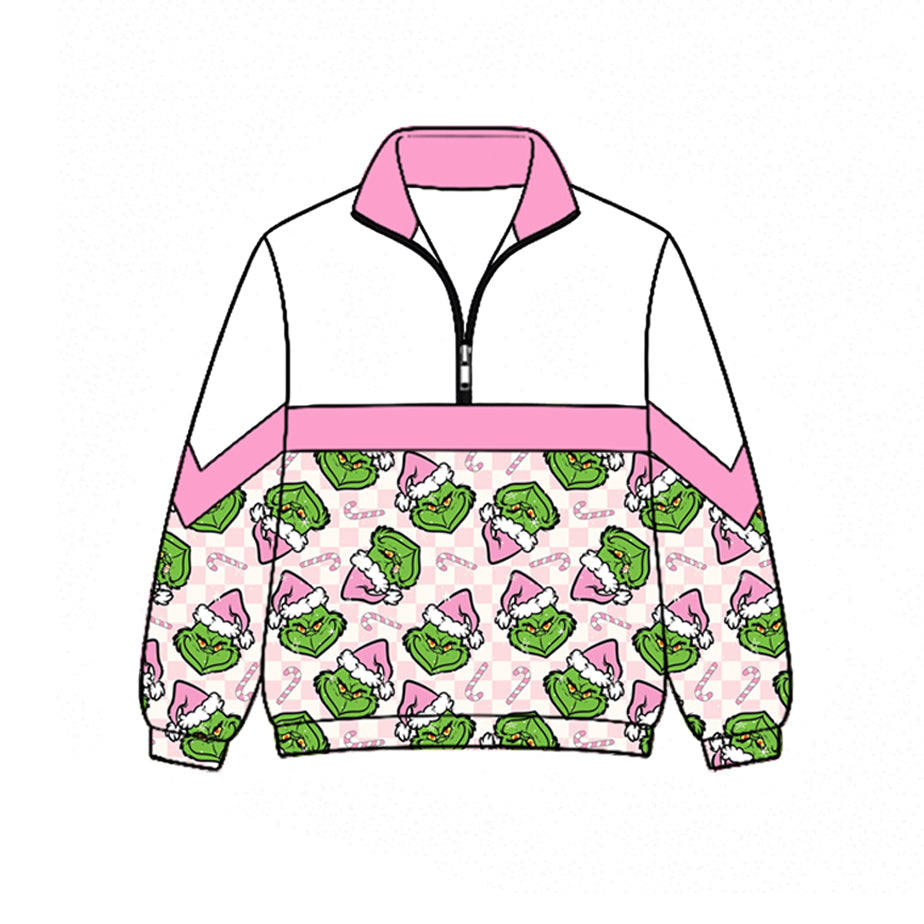 6.24 Preorder Baby Girls Christmas Green Face Long Sleeve Pullover Top