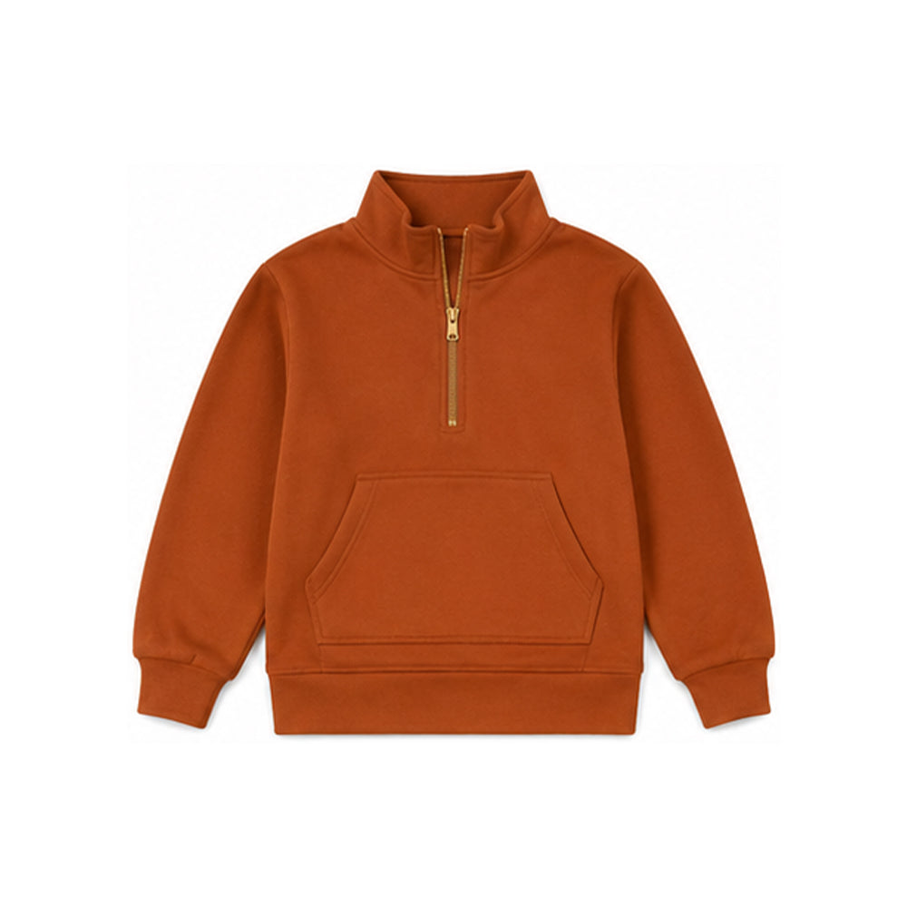 7.14 GLP3489 Preorder Orange Long Sleeve Zipper Pullover Sweatshirt