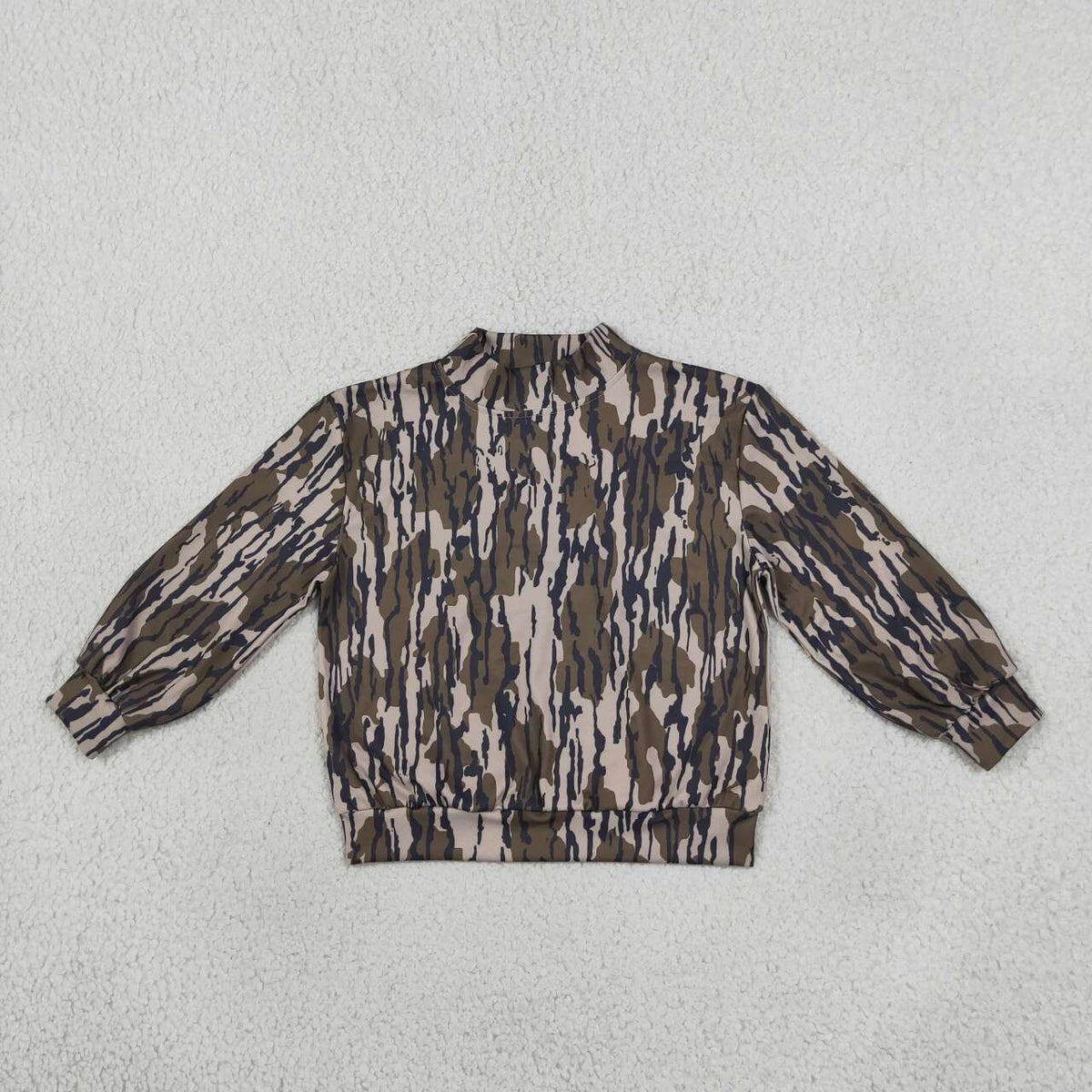 GT1810 Camo Print Girls Mock Neck Yoga Long Sleeve Tee Shirts Top