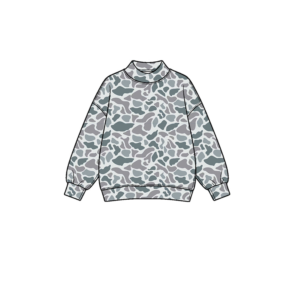 8.1 GT1811 Preorder Grey Camo Print Girls Yoga Long Sleeve Tee Shirts Top
