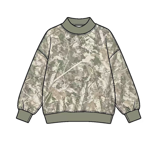 8.12 Preorder Adult Leaf Camo Active Sweatshirt Olive Trim