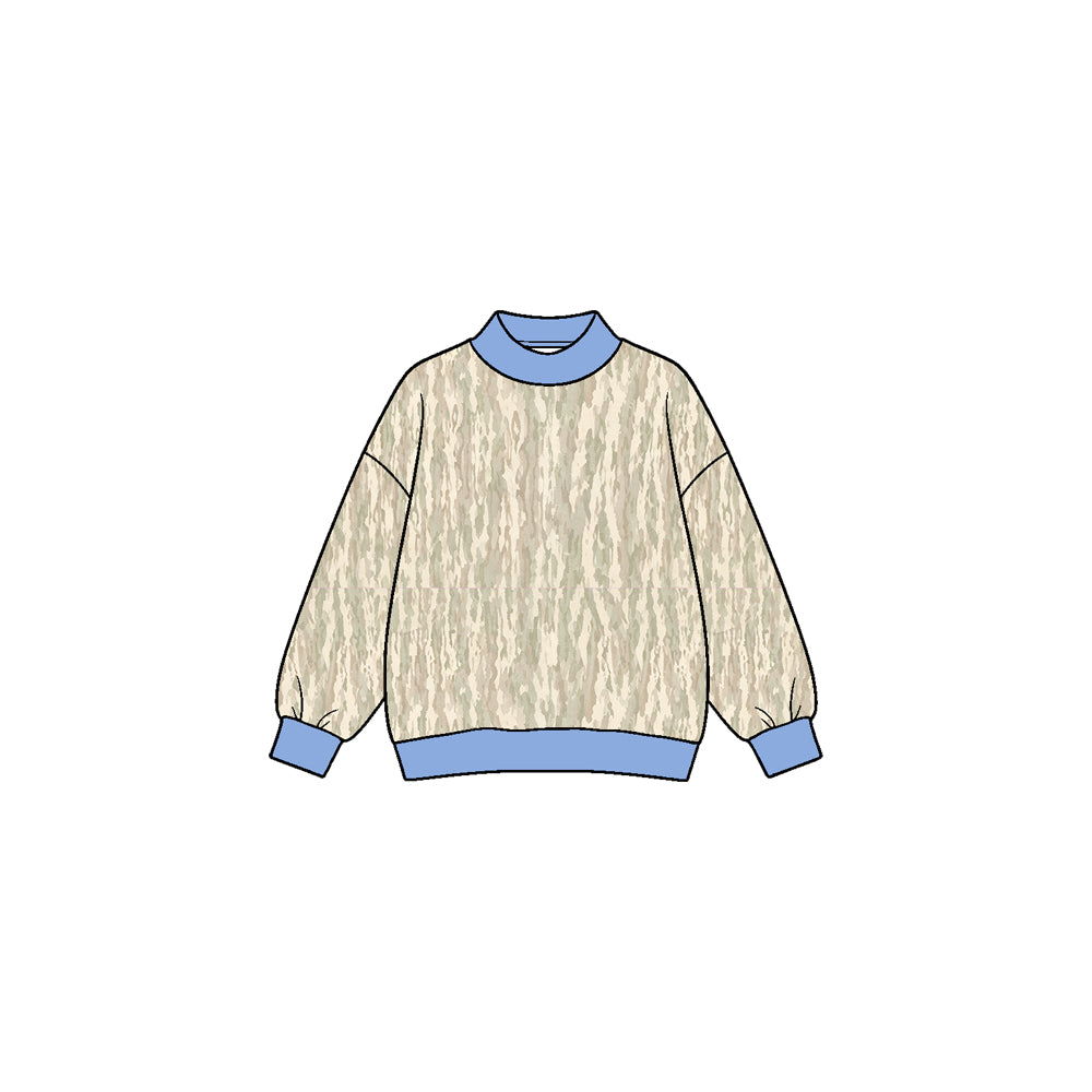 8.27 Preorder Kids Girls Camo Blue Crewneck Sweatshirt Top