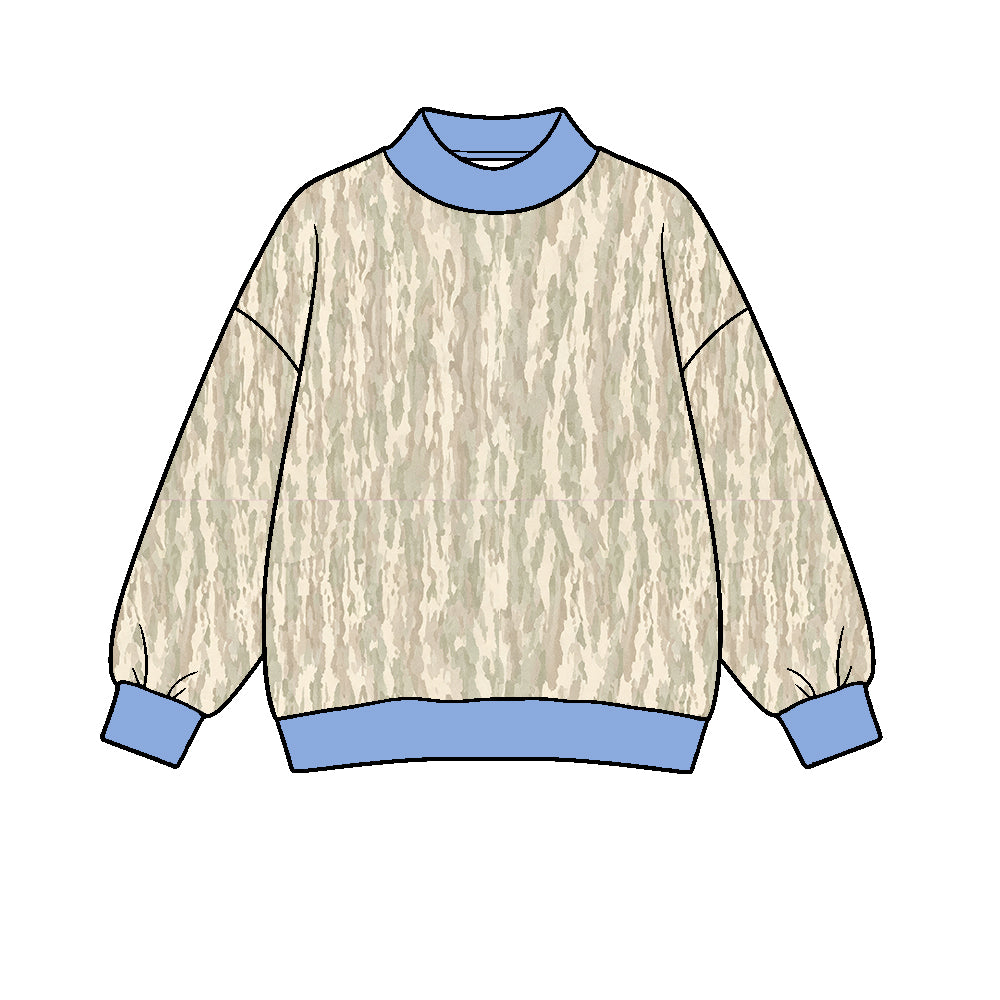8.21 GT1890 Preorder Adult Women Camo Blue Crewneck Sweatshirt Top