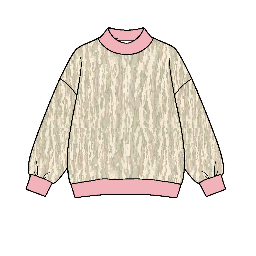 8.21 GT1891 Preorder Adult Women Camo Pink Crewneck Sweatshirt Top