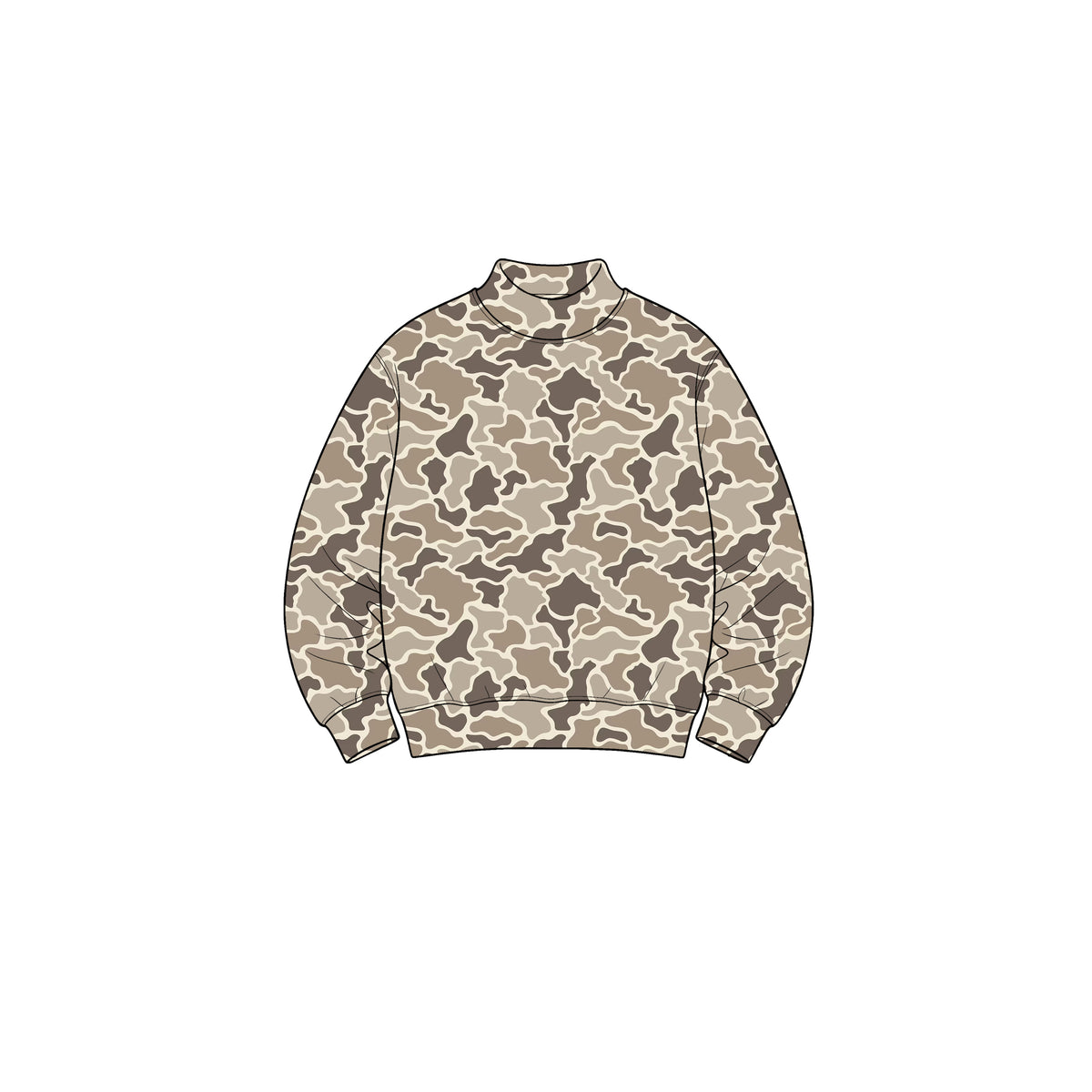 8.31 GT1901 Preorder Brown Camo Print Girls Long Sleeve Mock Neck Yoga Tee Shirts Top