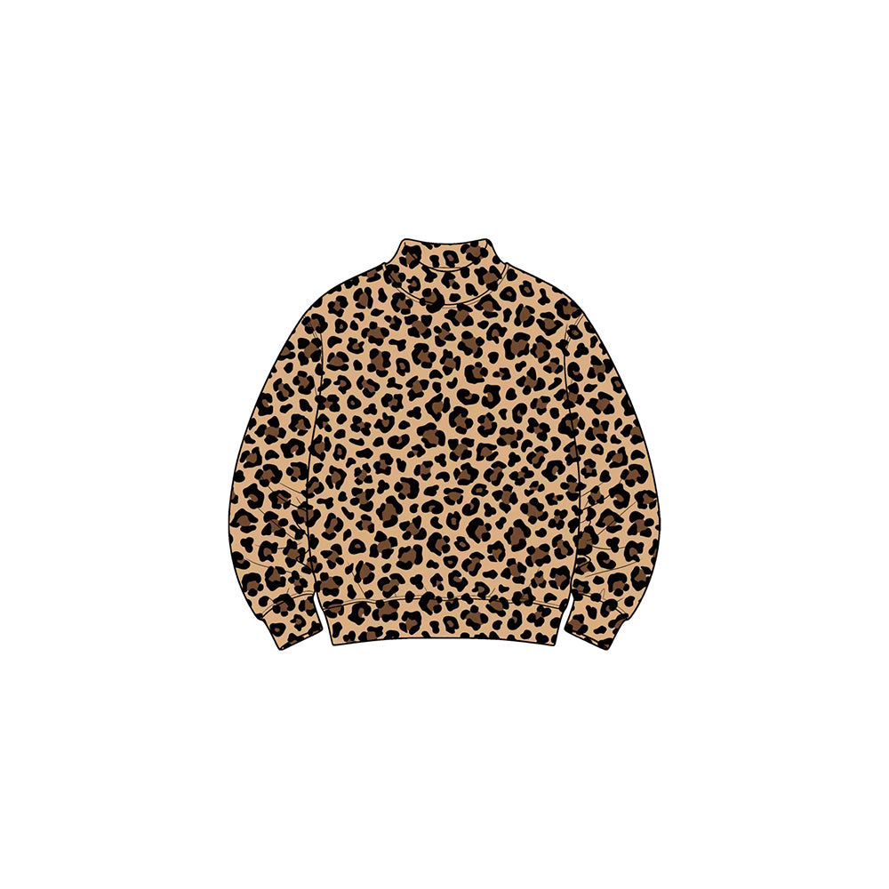 8.31 Preorder GT1904 Baby Girls Leopard Long Sleeve Mock Neck Top