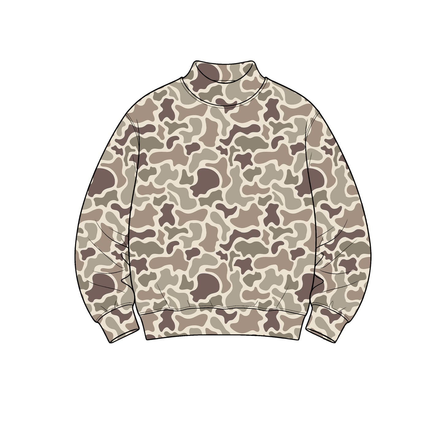 8.31 GT1910 Preorder Adult Brown Camo Print Woman Long Sleeve Mock Neck Yoga Tee Shirts Top