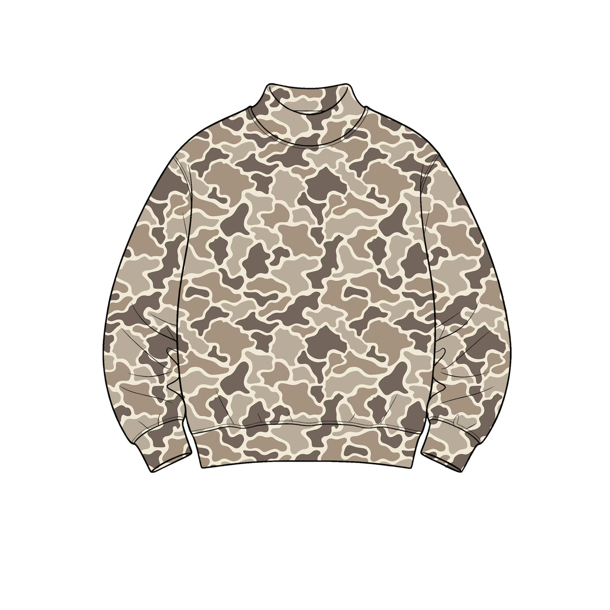 8.31 GT1911 Preorder Adult Brown Camo Print Woman Long Sleeve Mock Neck Yoga Tee Shirts Top