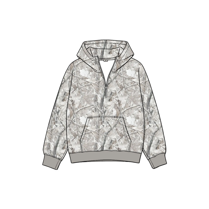 9.25 GT1938 Preorder Kids Boys Snow Camo Long Sleeve Zipper Hoodie Top