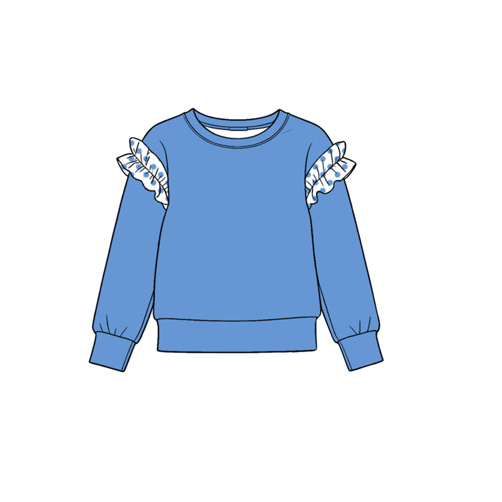10.22 GT1997 Toddler Girl Blue Polka Dot Ruffle Flutter Sleeve Top