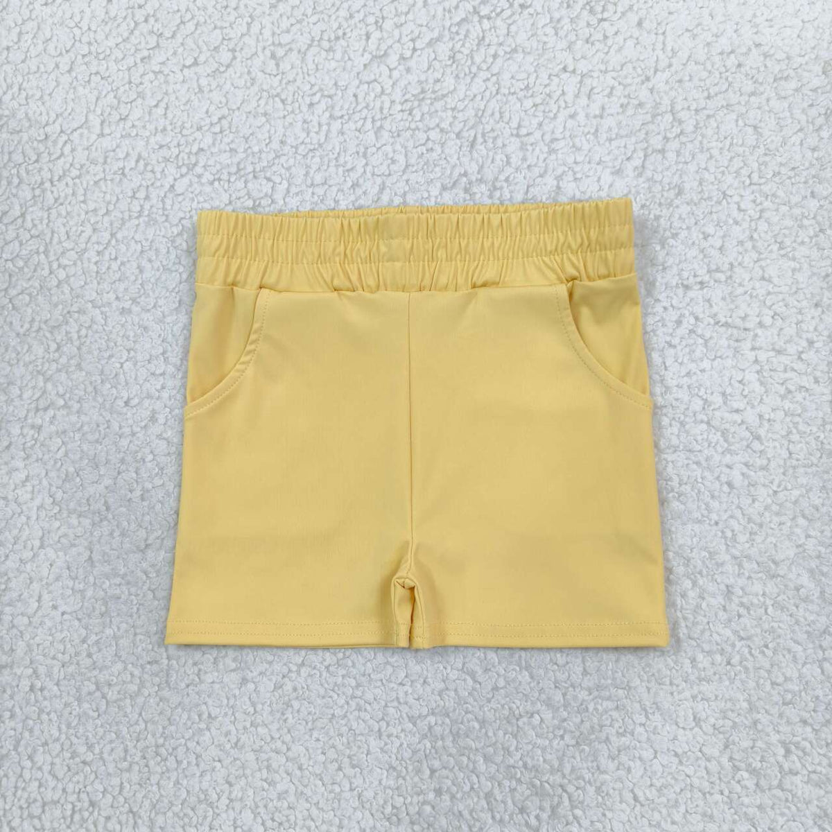 SS0959 Light Yellow Color Pockets Girls Active Bottom Yoga Shorts