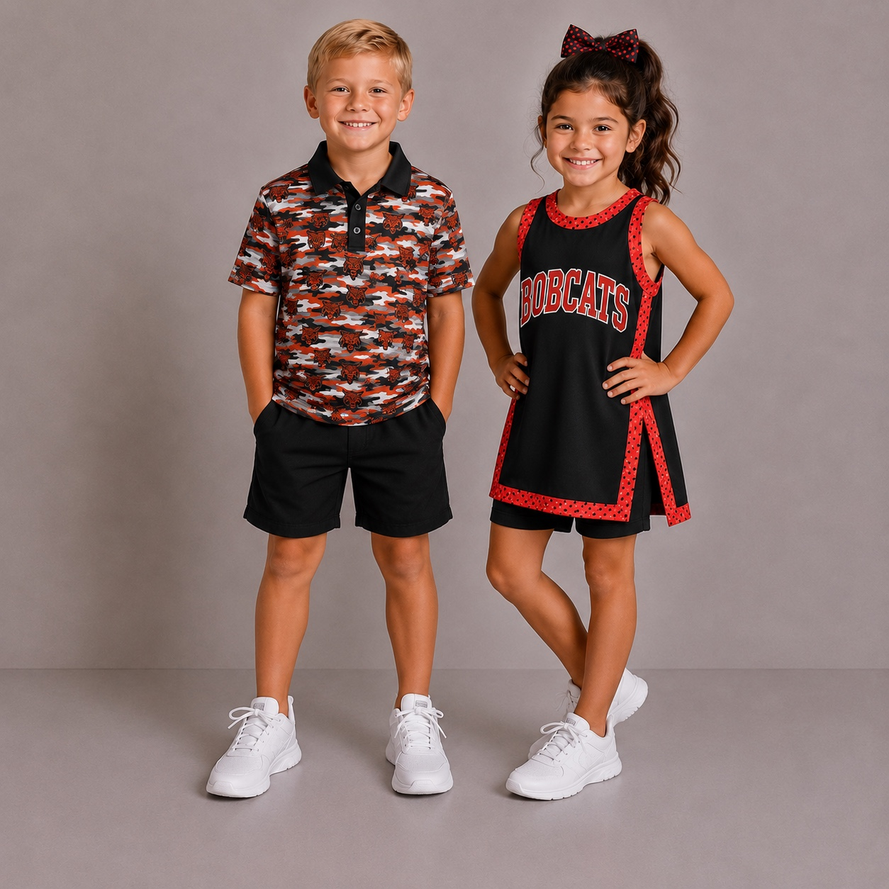 (Custom Design Preorder MOQ 5) Teams Hull-Daisetta Bobcats Camo Print Boys Girls & Man Clothes Family Matching Wear