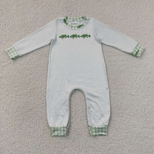 LR3006 Baby Boys Fish Print Long Sleeve Romper