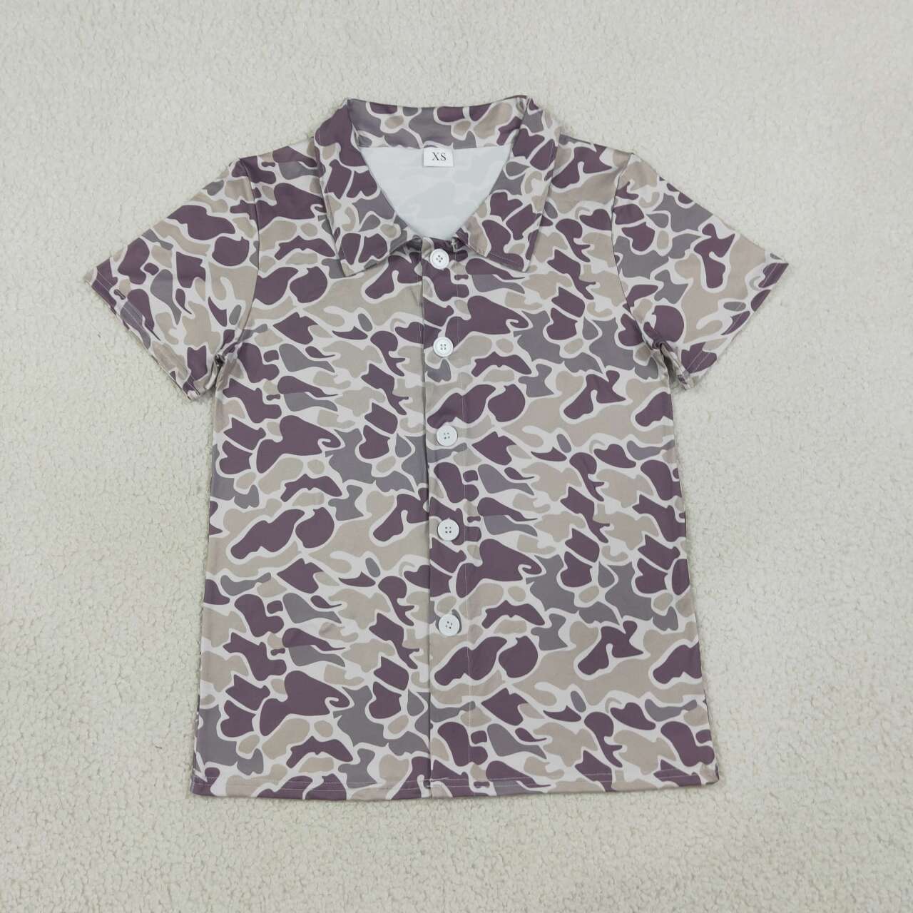 BT1607 Dark Brown Camo Print Man Short Sleeve Tee Shirts Top