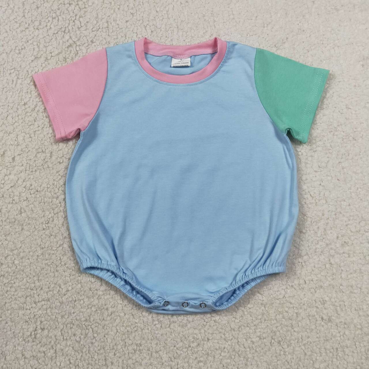 SR4269 Pink Green Blue Patchwork Baby Summer Cotton Romper