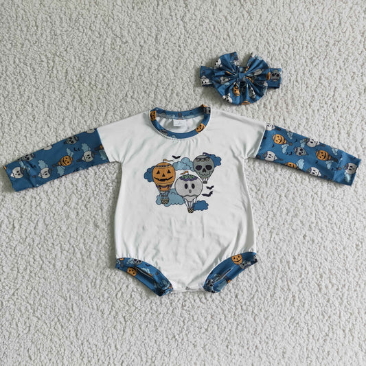 LR0125 Hot Air Balloon Smiling Baby Halloween Romper
