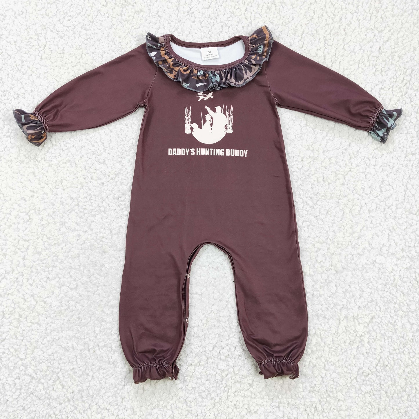 Girls Dady's hunting buddy design fall romper LR0198