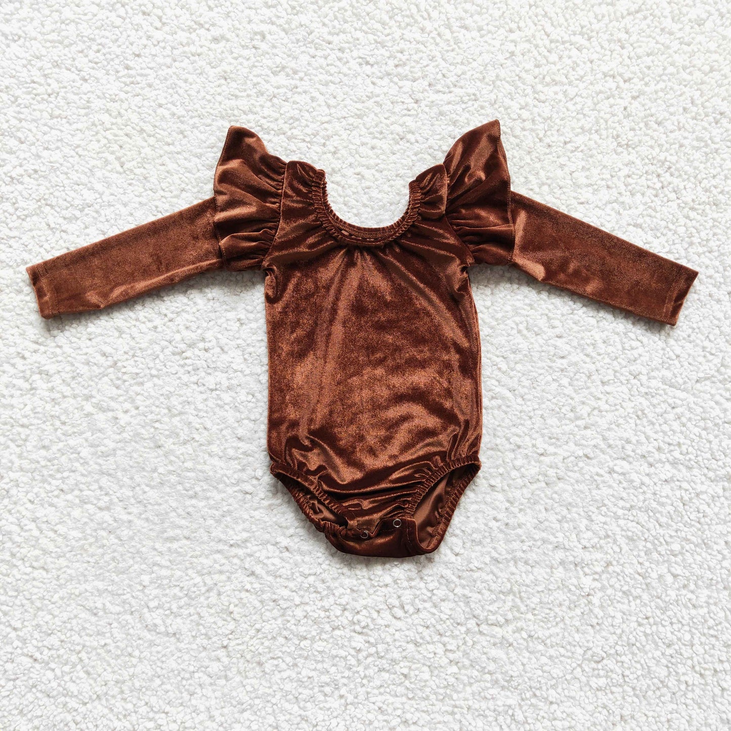 Girls long sleeve brown velvet leotard LR0207