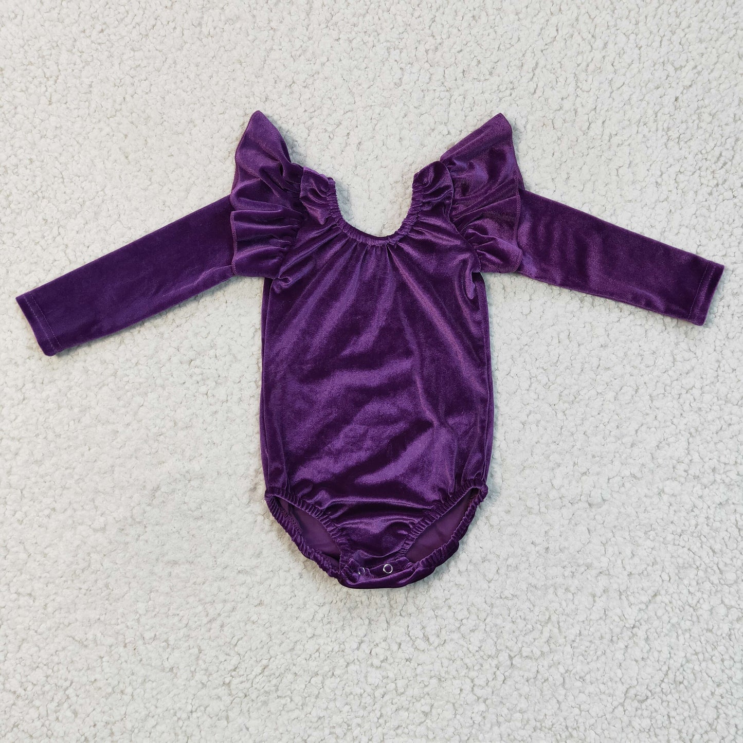 Girls long sleeve purple velvet leotard LR0211