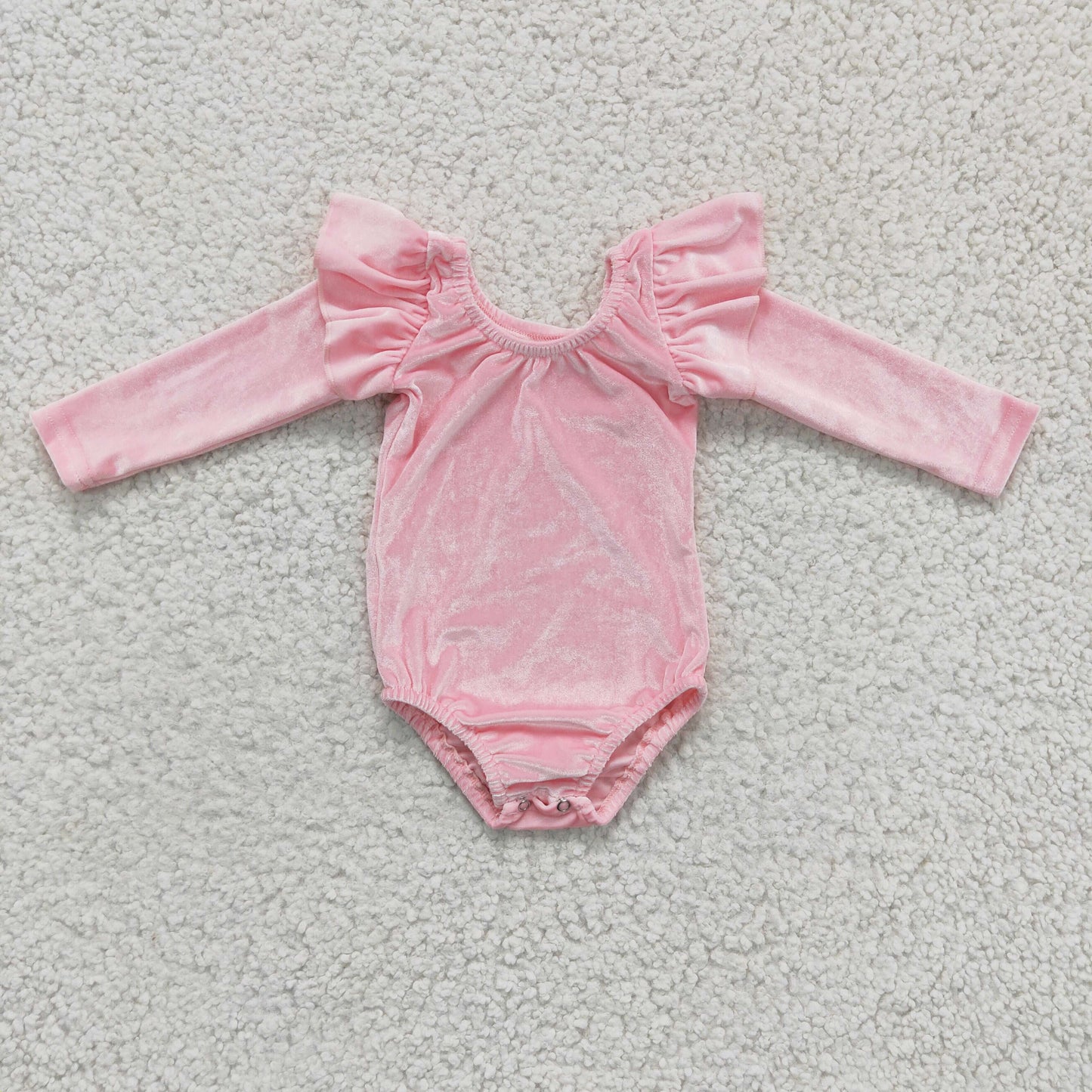 Girls long sleeve pink velvet leotard LR0213