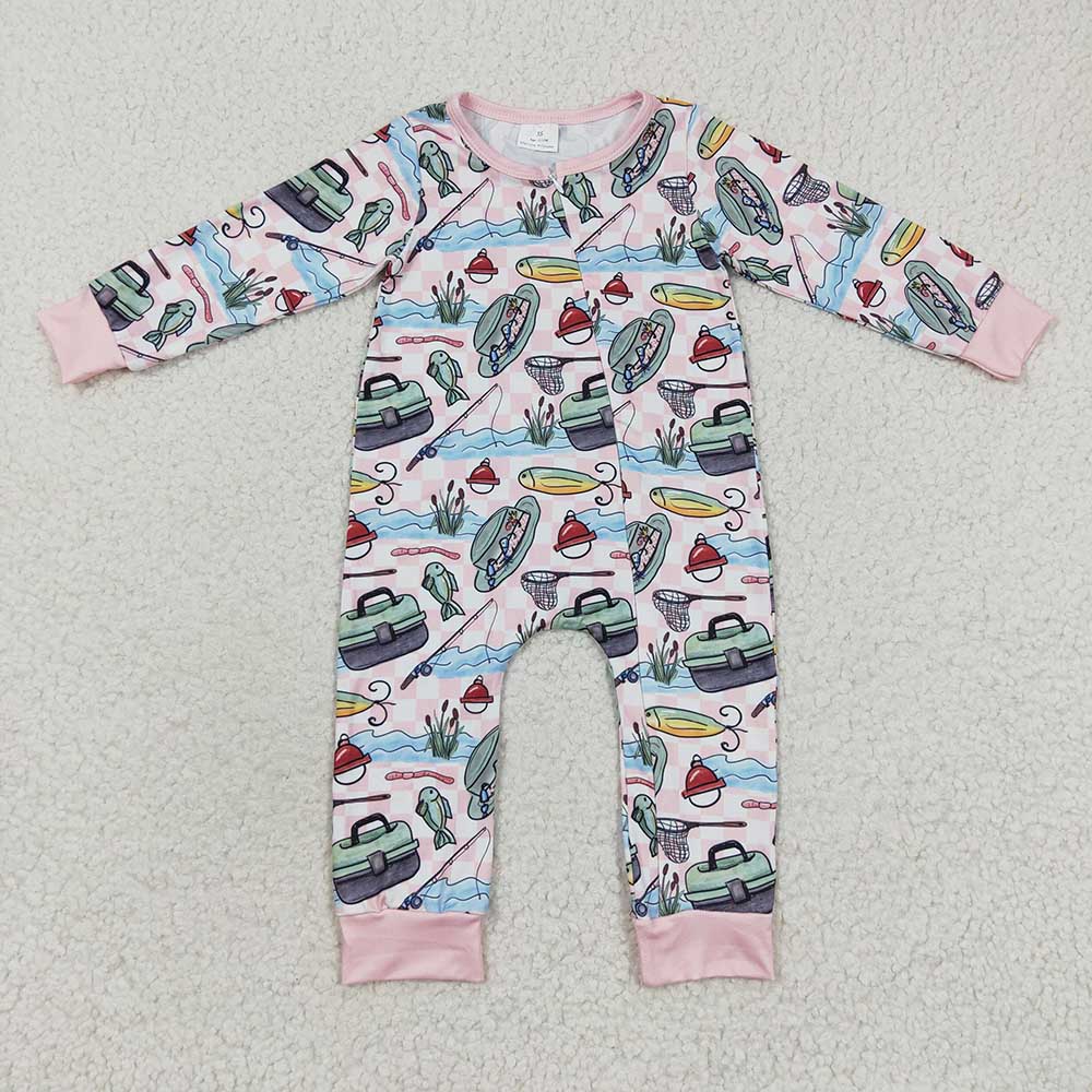 Sibling Baby Girls Daddy Fishing Outfit and Romper