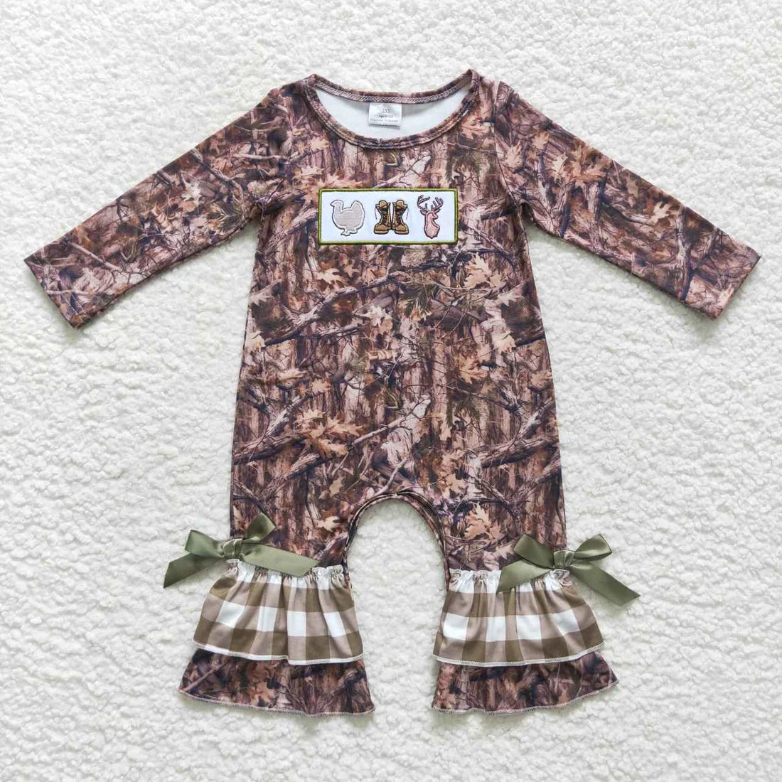 Sibling Baby Boys Girls Hunting Camo Turkey Clothes Set Romper