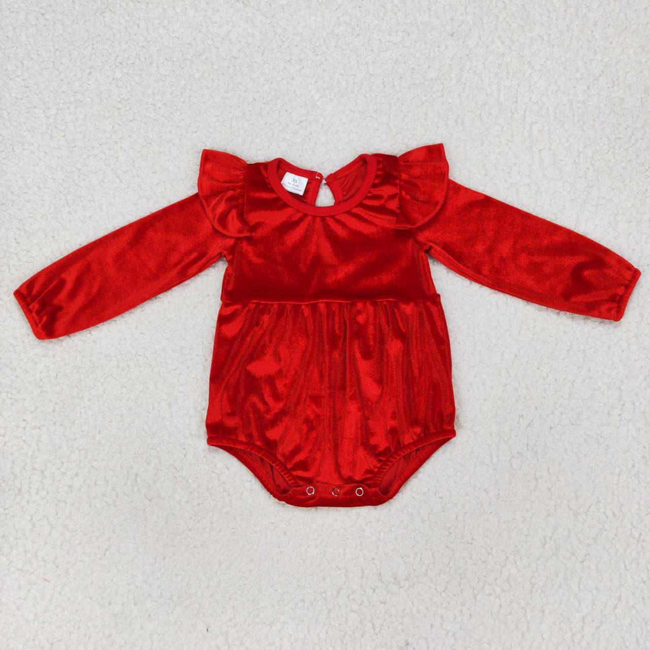 LR0713 Red Velvet Baby Girls Christmas Romper