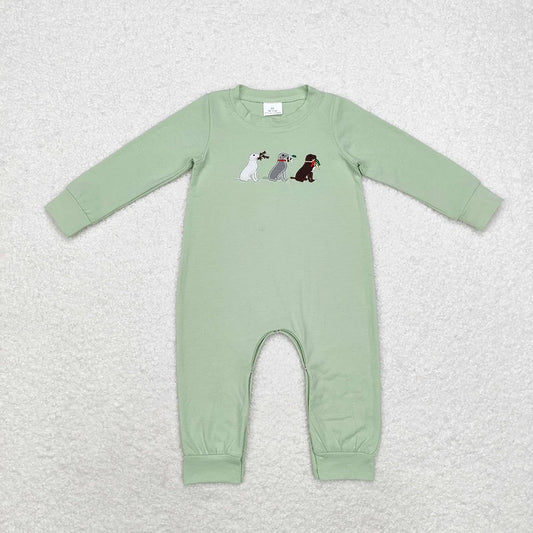 Sibling Baby Boys Embroider Dog Long Sleeve Romper