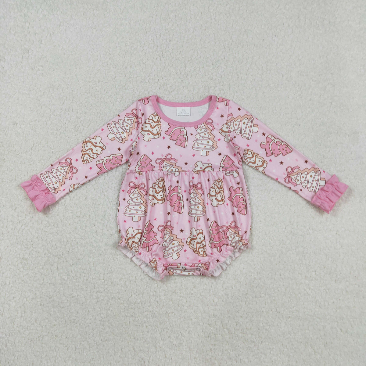 LR2301 Debbie Cake Pink Print Baby Girls Christmas Romper