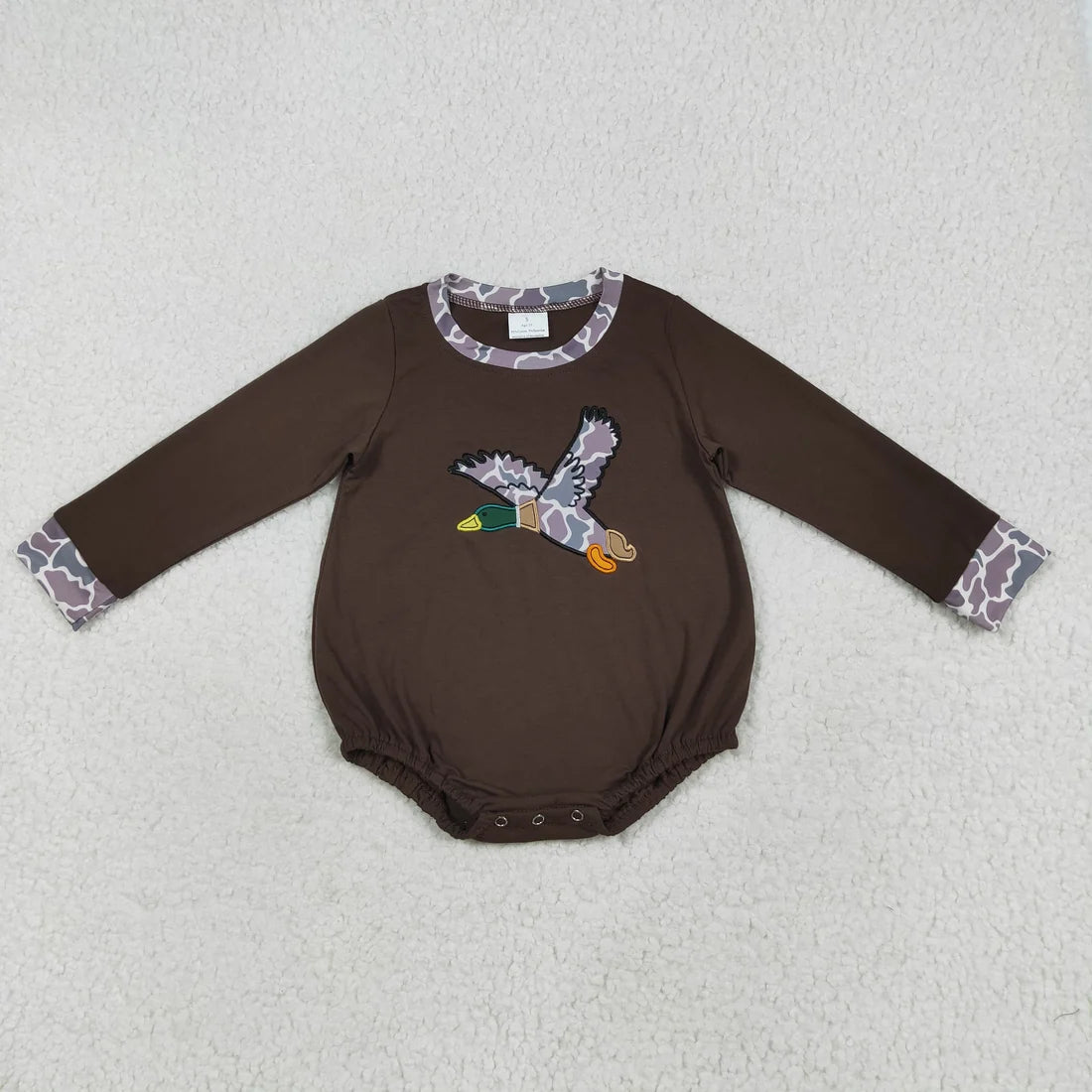 Sibling Baby Boys Long Sleeve Embroidery Ducks Dogs Hunting Rompers