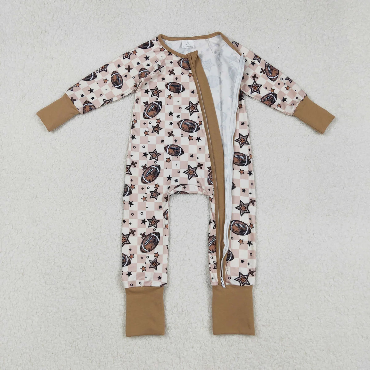 SIbling Girls Boys Football Pullover Team Outfit Hoodie Zipper Romper