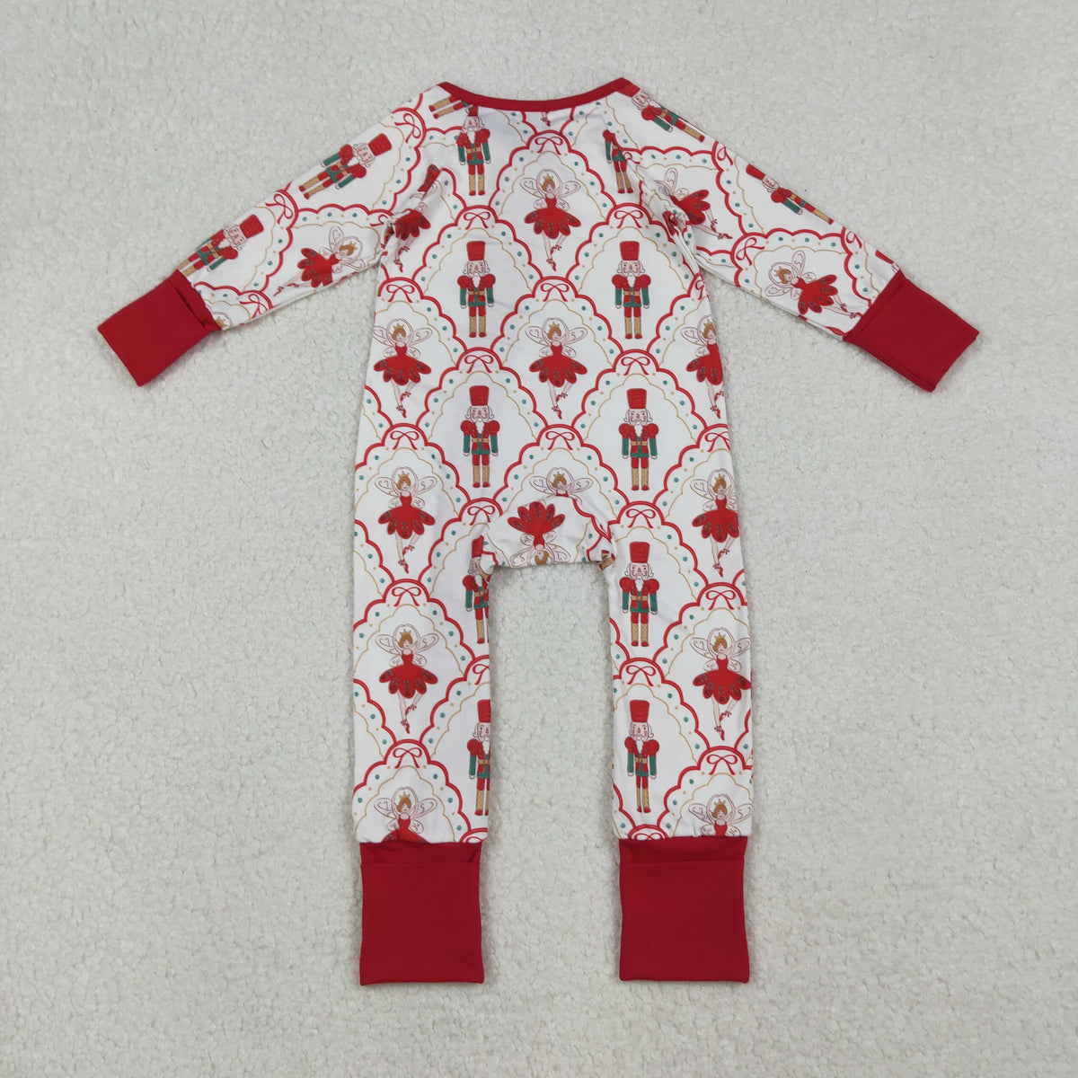 LR2633 Nutcracke* Soldier Print Baby Girls Christmas Zipper Sleeper Romper